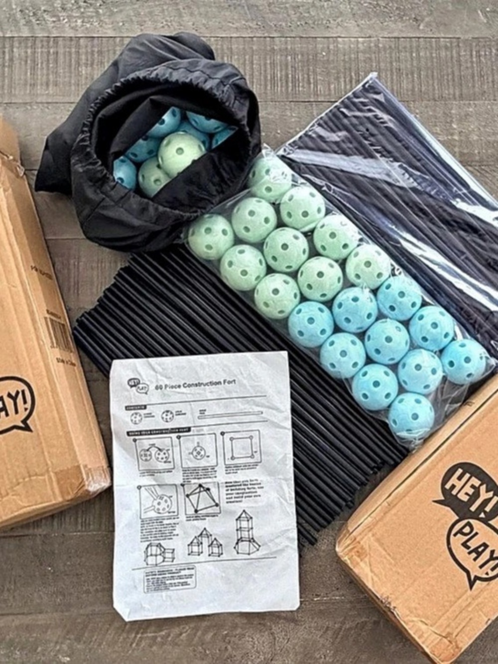 Hey! Play! 60 Piece Construction Fort! 3 Sets